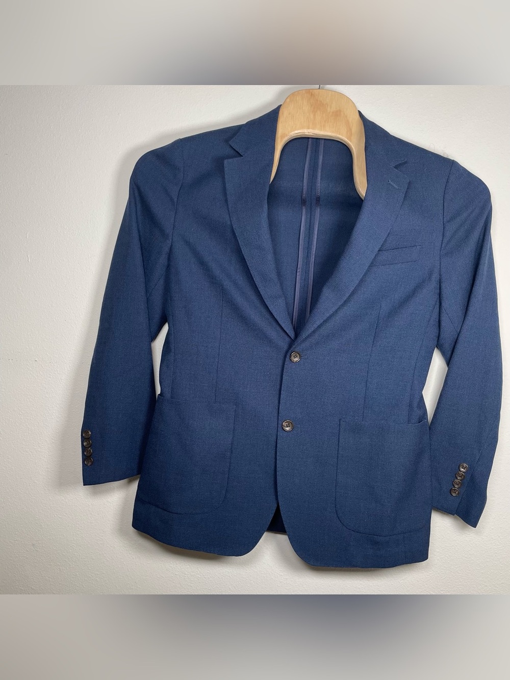 Bonobos Unstructured Blazer 40R Slim Fit Marzotto Italian Wool Blue Patch Pocket